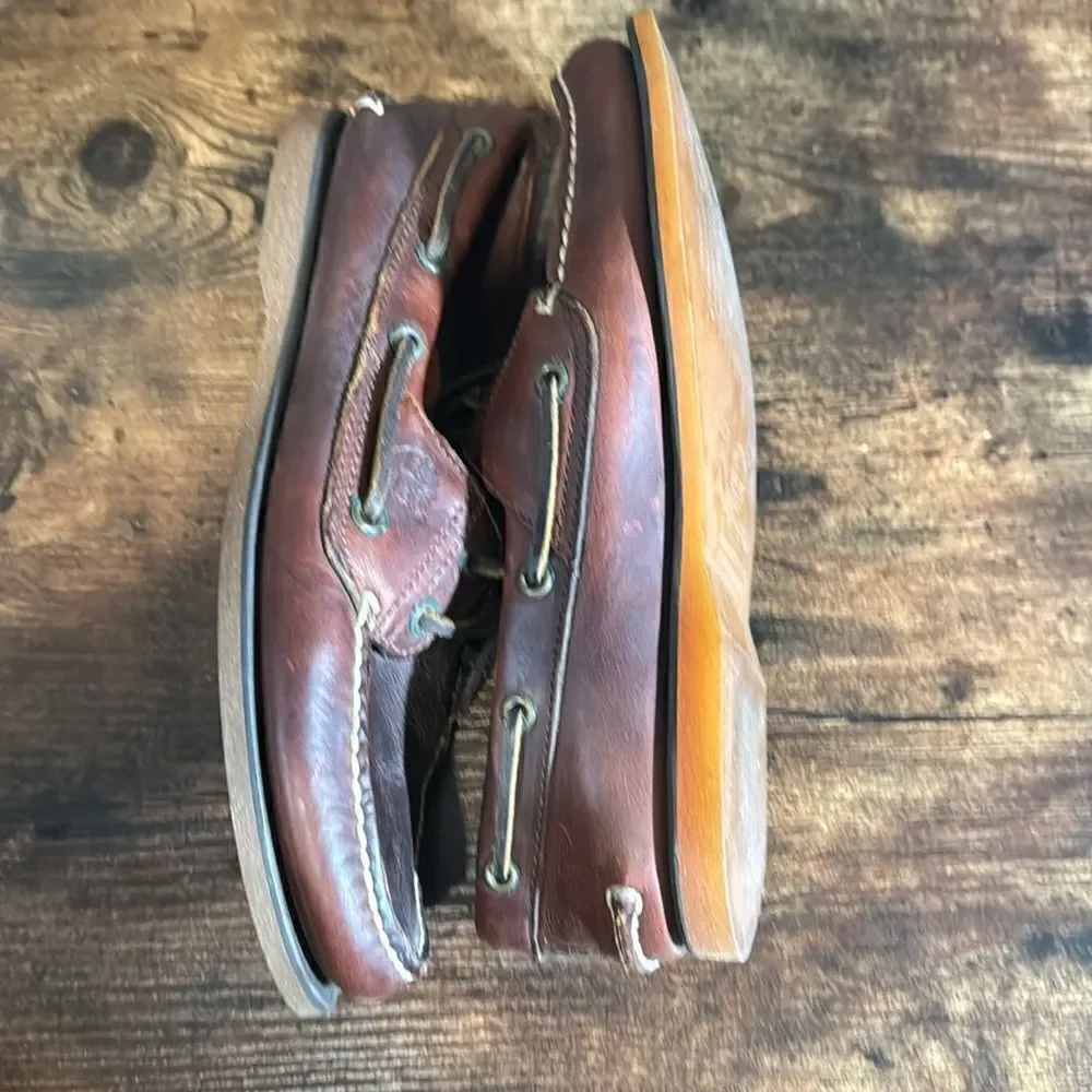 Timberland dark brown boat shoes size 9w/7m